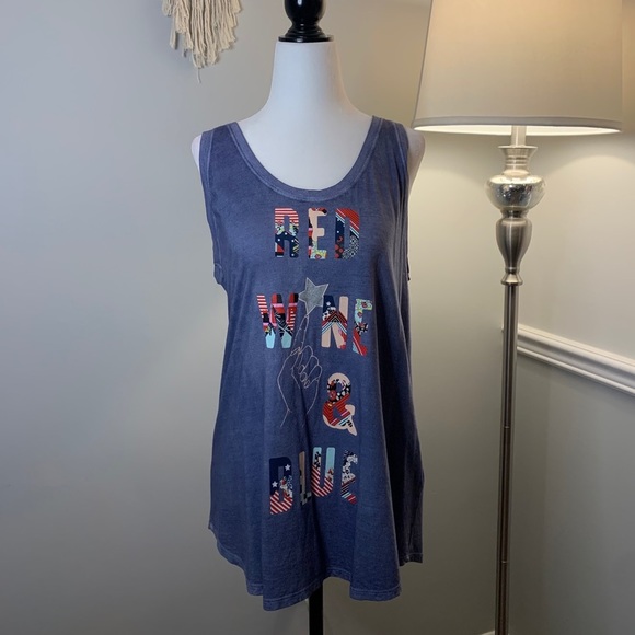 Guess Red, Wine & Blue USA Flare Tank Top Size Medium - Picture 2 of 11